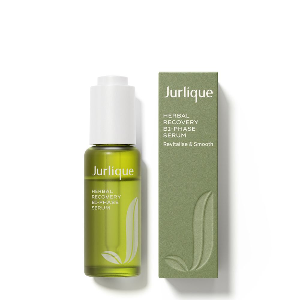 Jurlique Herbal Recovery Bi-Phase Serum bottle and packaging on a white background