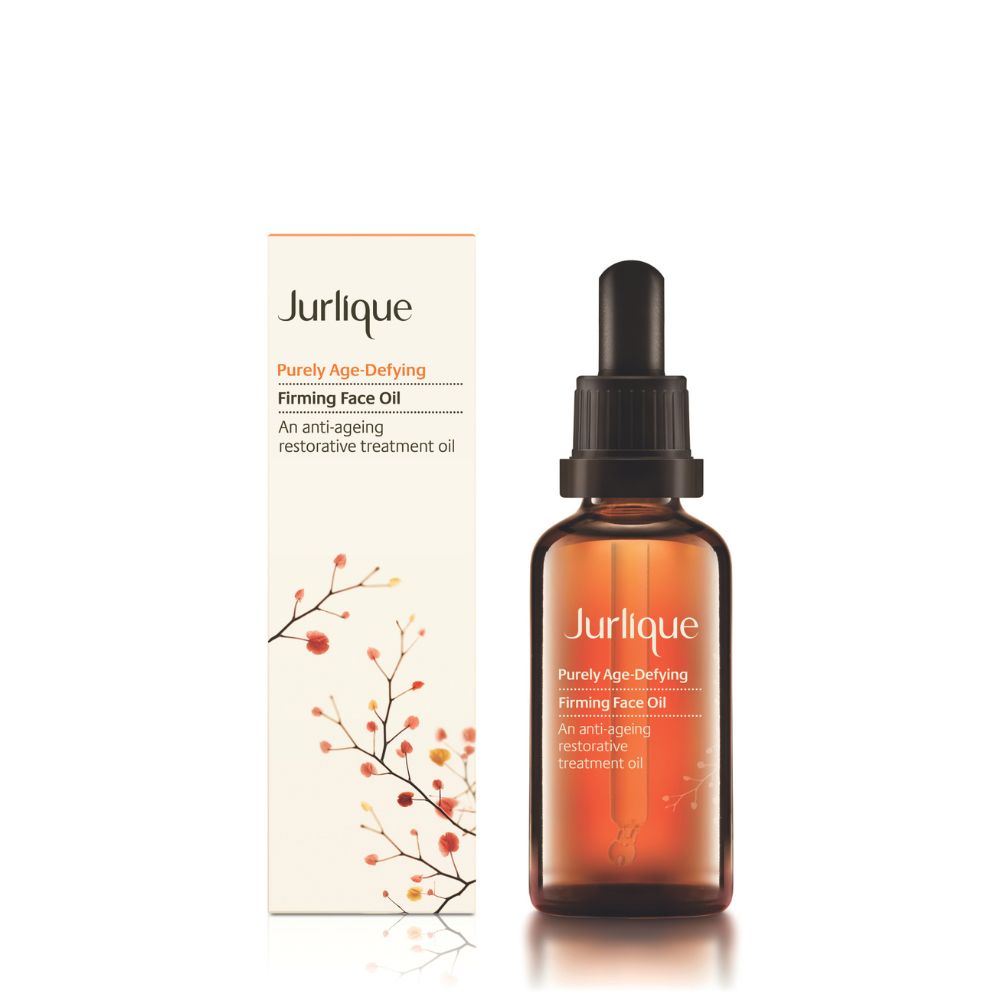 Jurlique Purely Age-Defying Firming Face Oil with packaging on a white background